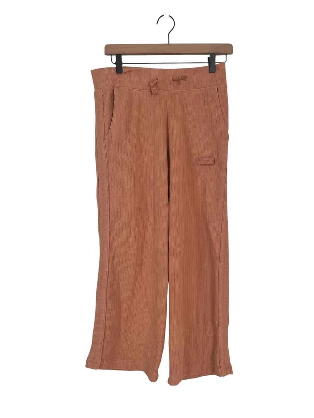 Nike Womens Ribbed Brown Orange Cotton Pull on Pants Cropped Size Small